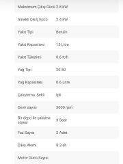 ROL TİGER 3.5KW BENZİNLİ JENARATÖR